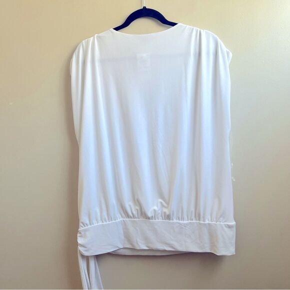 NWT I.N.C. International Concepts white Women's Ruched Side-Tie Top Size XXL - Picture 3 of 6